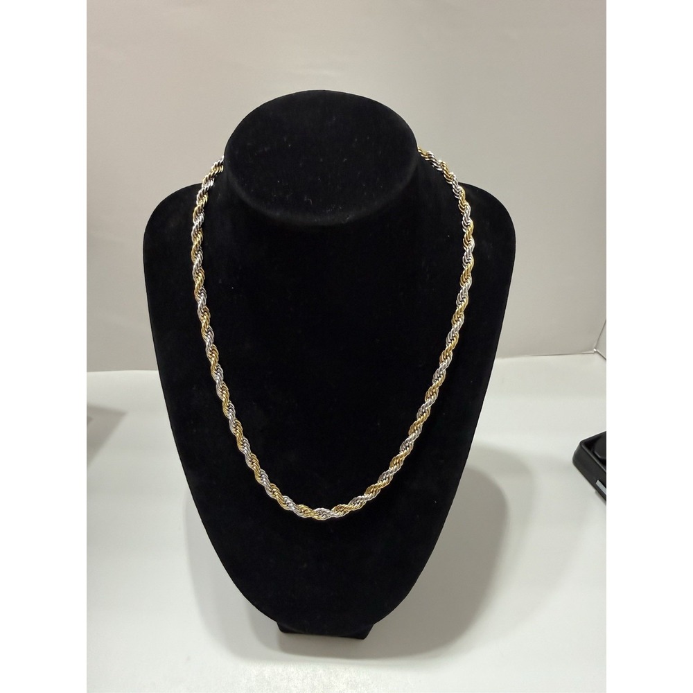18 inch two tone gold and silver plated stailess steel waterproof necklace